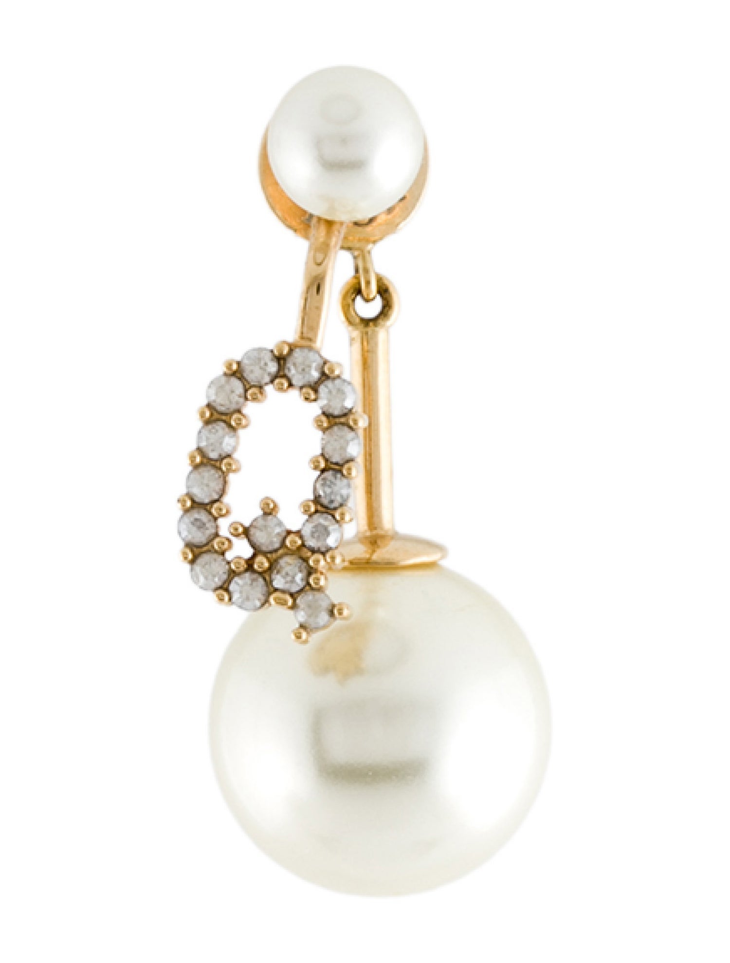 Christian Dior Faux Pearl & Crystal My ABCDior Tribales Letter Q Earring